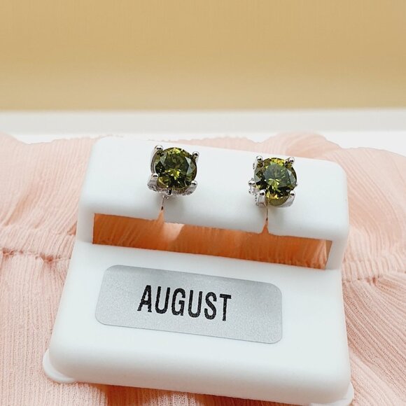 Birthstone S925 Sterling Silver CZ Stud Earrings for Women/Girl, US1925… - Picture 13 of 14